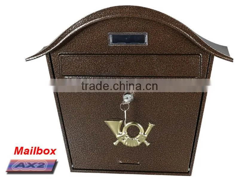 FQ-103 Wall mounted iron plate mailbox with or without newspaper cube for outside can be painting with different colors