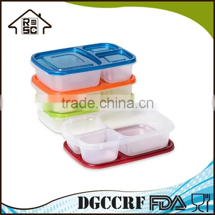 NBRSC Meal prep food containers 3 compartment stackable lunch box section bento box with Lids Durable Reusable