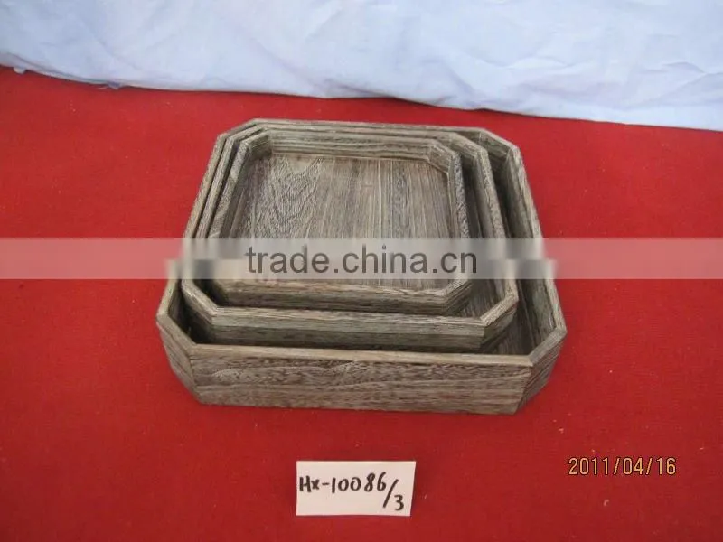 eco-friendly antique carbonized wooden serving tray