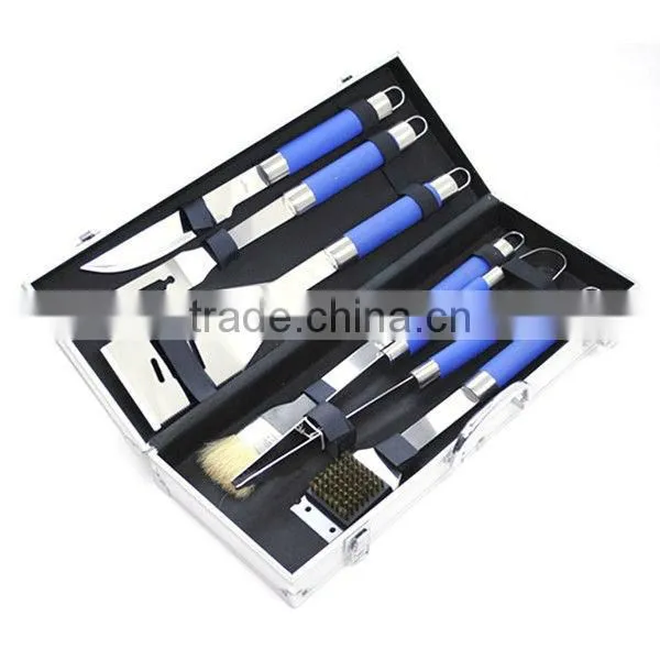 BQ-0060 / 6 pcs painting ss tube handle knife and fork bbq set