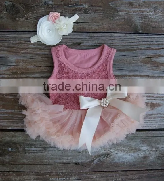 Rose Tutu Dress For 1 Years Old Girl Birthday Baby Girls First Birthday Frocks With Headband 2016 HSD5763
