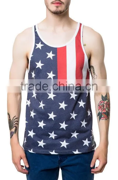 Newest Design Custom Logo Printed Gym Mens Stringer Tank Top