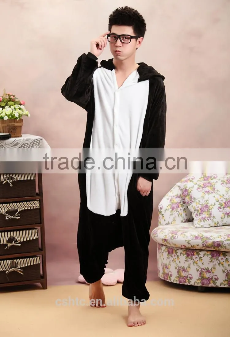 flannel cartoon adult animal jumpsuit animal pajamas jumpsuit penguin design