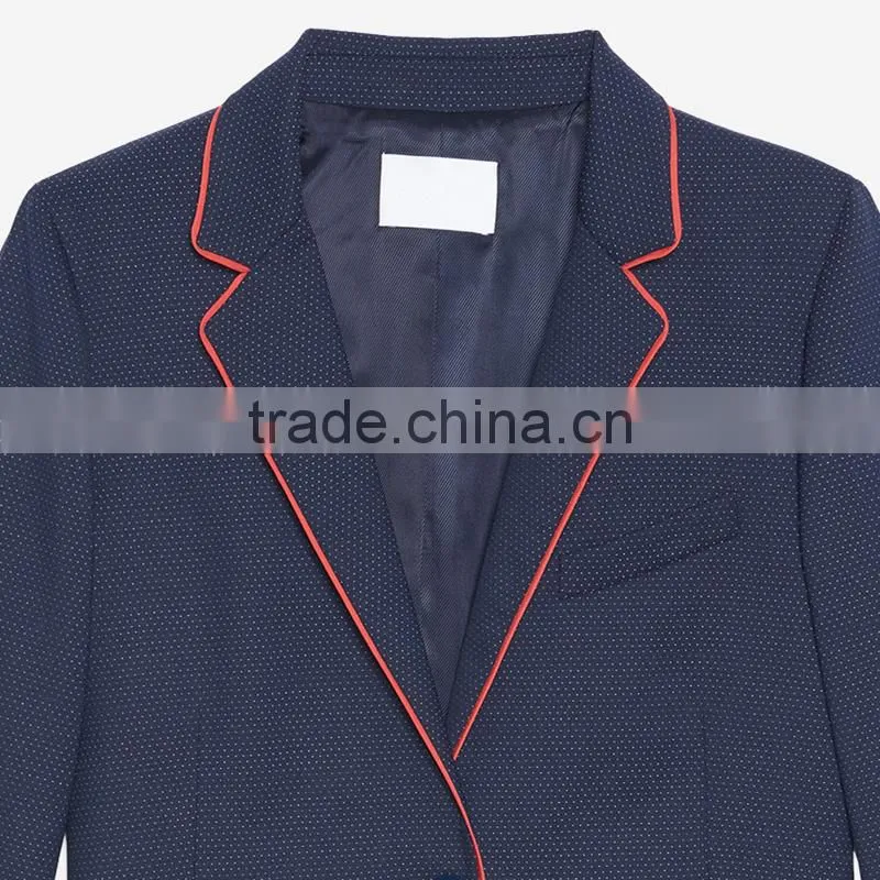 New fashion Italian collars edging trim button fasten dot print jackets womens