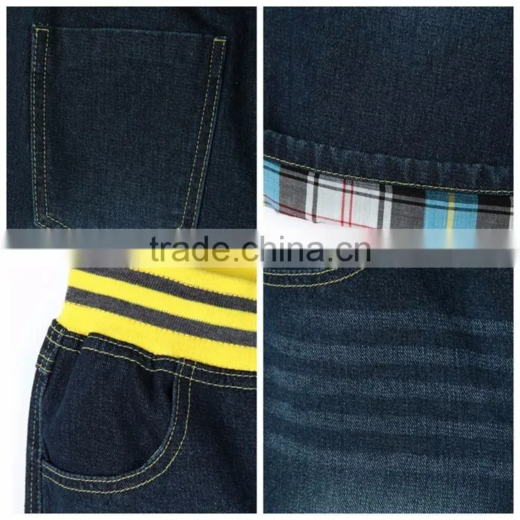 2016 new style elastic ribbon waistband kids boys fashion jeans pant enzyme wash design kids ripped jeans