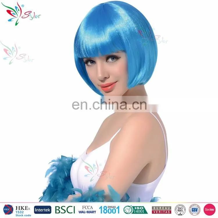 Styler Brand women 10 inch bob hair wig Christmas makeup short straight purple wig