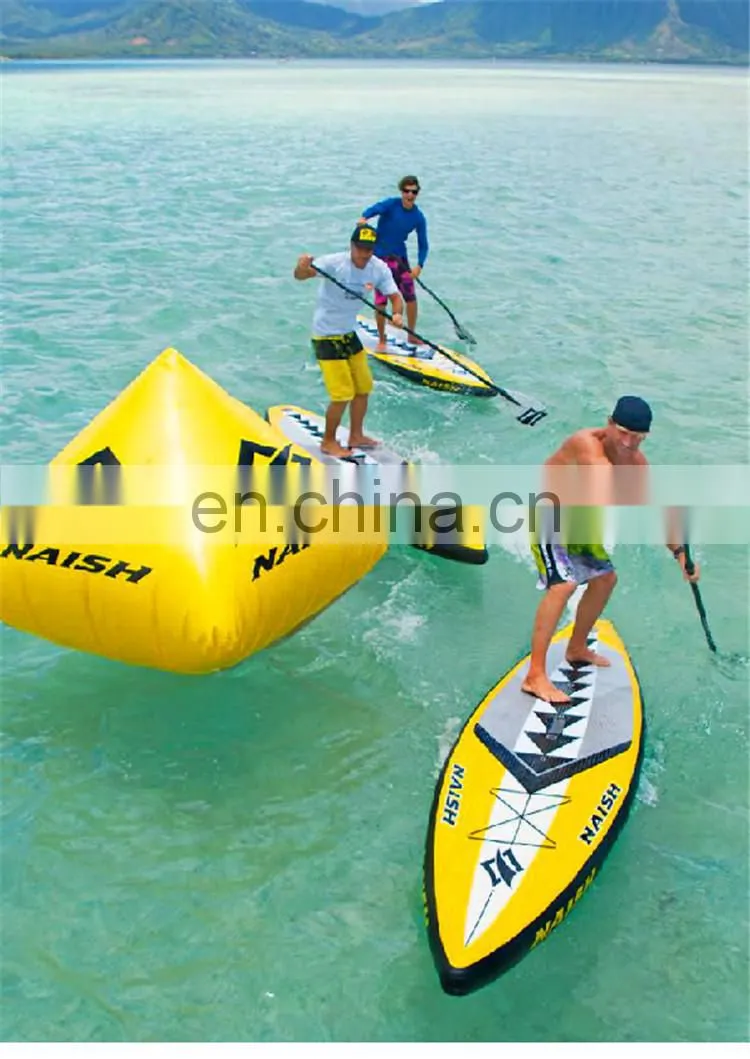 China customized yellow triangle swim floating advertising inflatable buoy for sale