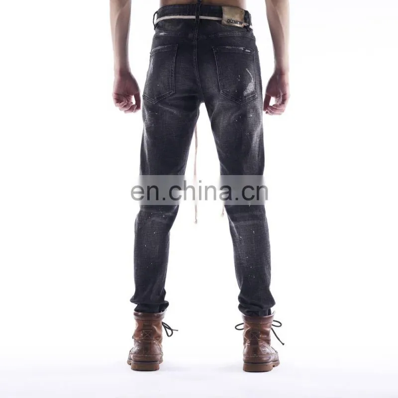 DiZNEW Custom Black Ripped Super Skinny Denim Jeans For Men