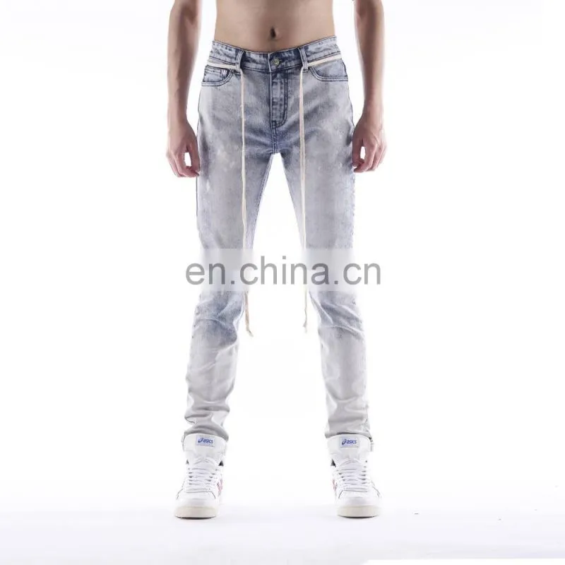 DiZNEW Custom Black Ripped Super Skinny Denim Jeans For Men