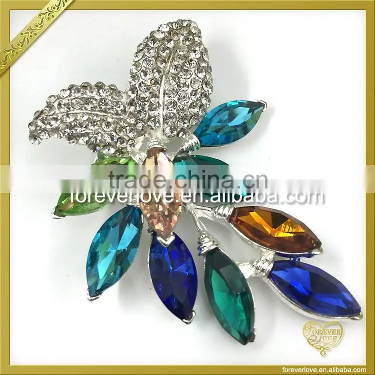Colorful AB crystal rhinestone diamante brooches for women weddings dress FB-040