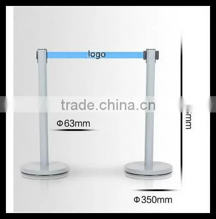 White Blet Barrier-Retractable QueueWay-Post-QueueMaster-LineKing-Satin-Stainless-Steel-Belt-Barrier-Stanchion