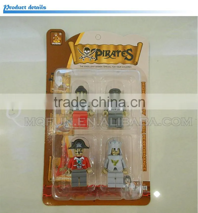 Mini Qute 4pcs/lot intellect boy collection models robbers pirate action figure plastic building block educational toy NO.27792A