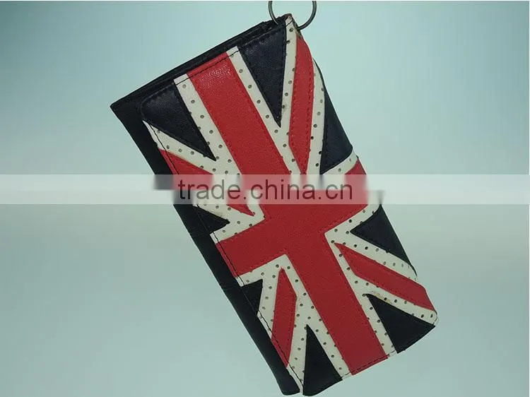 european leather chain slim wallet for women