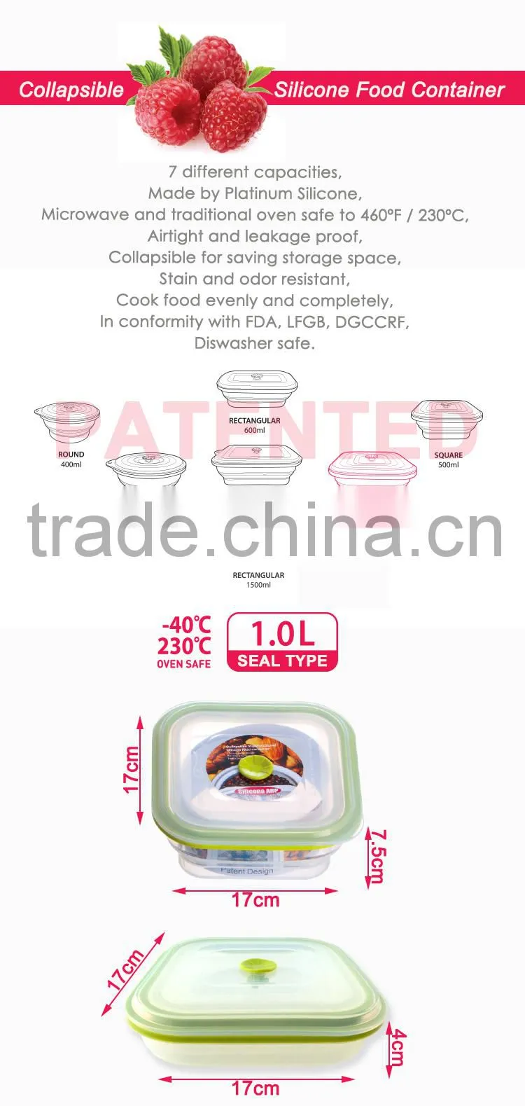 Eco friendly 800ml food storage container