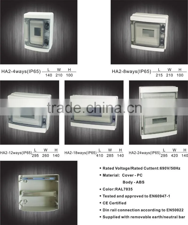 HA IP65 water proof distribution box