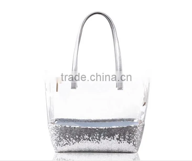 Ladies Transparent Handbag/pvc Tote Bag/pvc Waterproof Bag