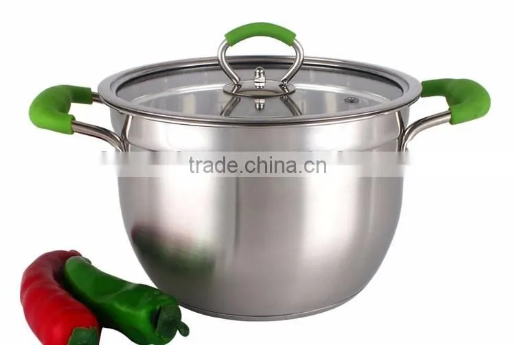 Best quality 6pcs stainless steel capsulated induction color silicone handle cookware set