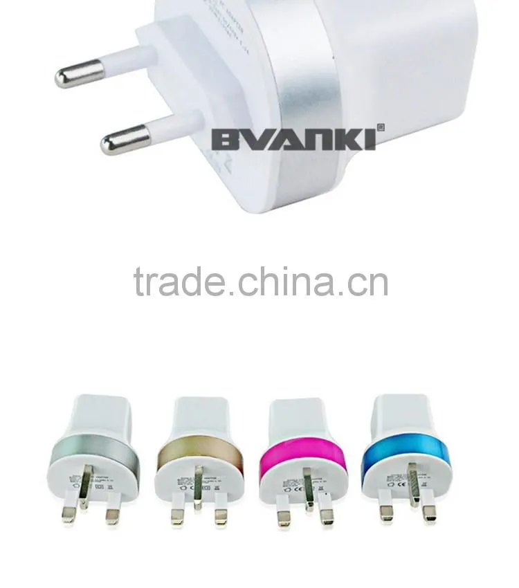 2016 hot new arrivals Top Quality CE Approved Wholesale EU/US/UK/AU Plug 5V 2.1A Dual USB Travel Wall Charger with High quality