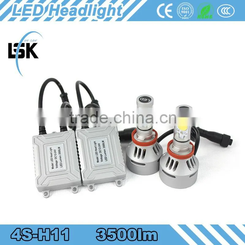 brightness light 4s led headlight 12v 24v 35w h11 waterproof led headlamp for auto / motor