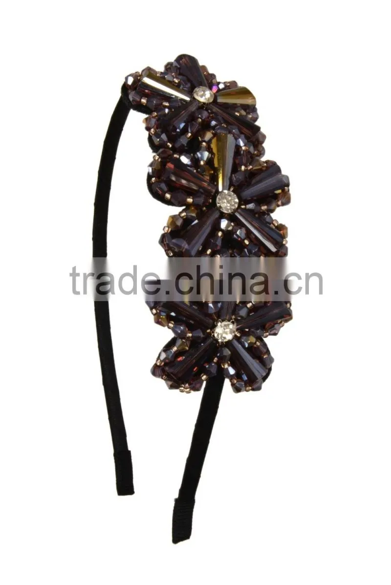 Triple Beaded Flowers Hairband/Heanband