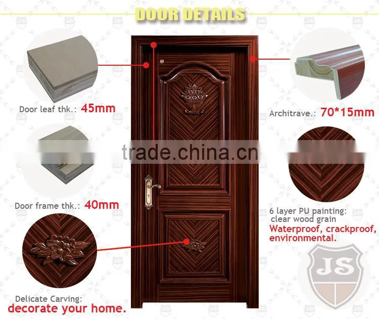 China single swing elegant 100% solid wood Sapele durable front door design