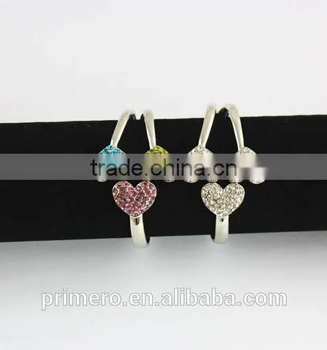 Hot Women Silver Tone 2 Heart Crystal Cuff Bracelet Bangle Fashion jewelry Gift