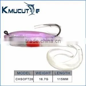 Soft bait lead fish, curl tail fishing lure, shiny body lead bass lure Chentilly CHSOFT28 fishing tackle wholesaler