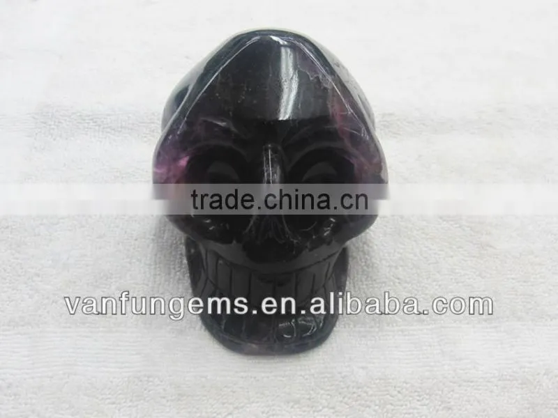 Natural Purple Fluorite Gemstone Skull