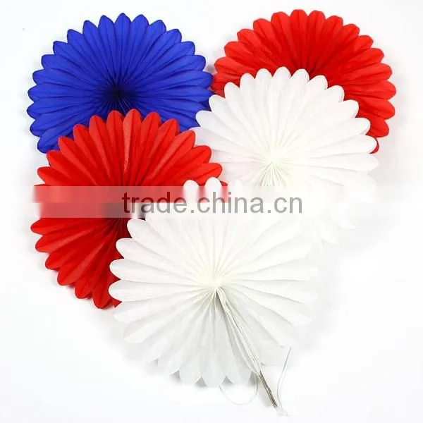 Fantastic big size 16inch navy blue paper honeycomb fan
