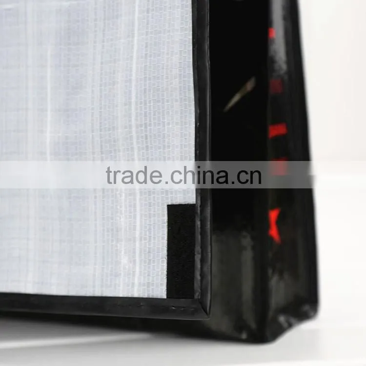PP woven fabric with lamination shopping bag ,with cover ,webbing PP handle ,with CMYK printing
