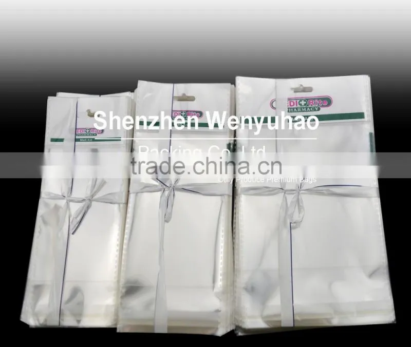 clear opp printing heat sealing header bag with self adhesive seal