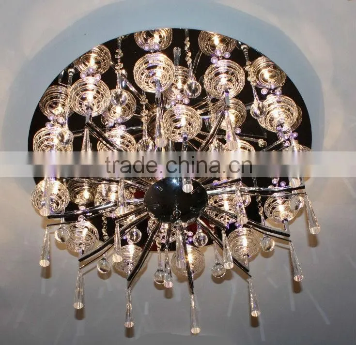 Modern flat ceiling lamp / LED and G4 crystal big ceiling lamp /Lighting manufacture / zhongshan guzhen