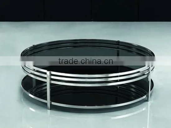 Glass square table in stainless steel frame CT-075