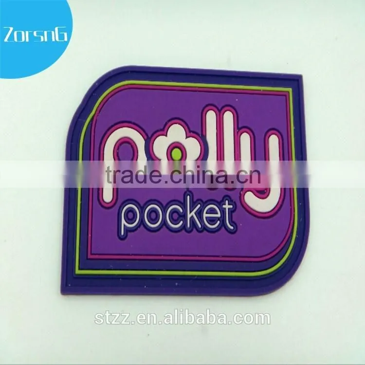 Clothing sticker label polyester rubber logo 2016 rubber fabric for sewing