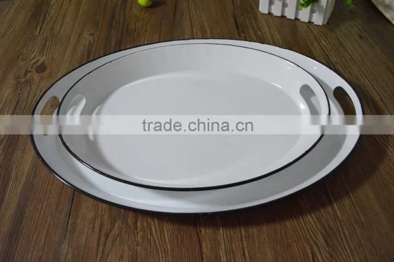 Oval travel tray, metal tray