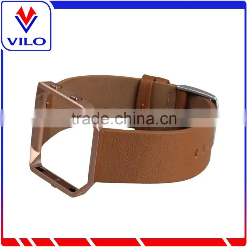 Leather Luxury Watch Band Wrist Strap Bracelet + Metal Frame For Fitbit Blaze