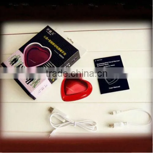 3000mAh Love Style gift Power Bank Hand Warmer Red