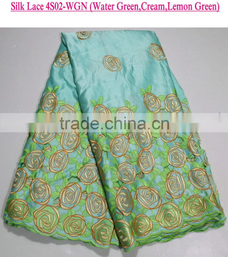 New arrival purple silk lace /fashion flowers design soft cotton fabric for wedding party dress