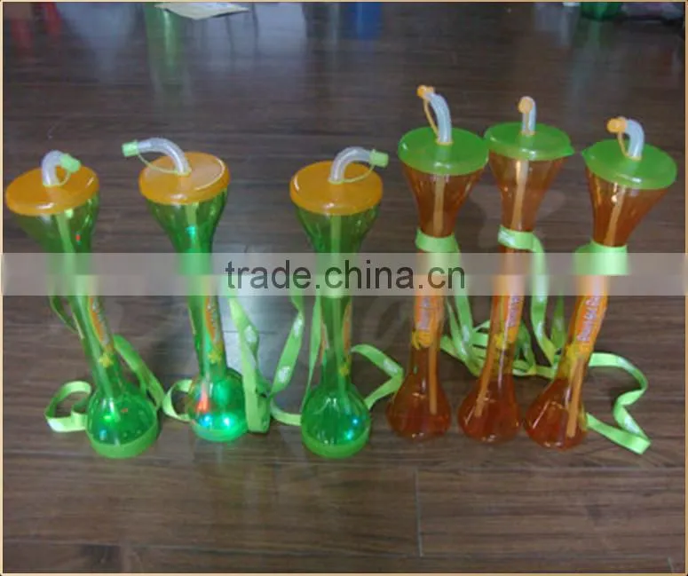 High quality factory supply plastic yard glass with straw and lid