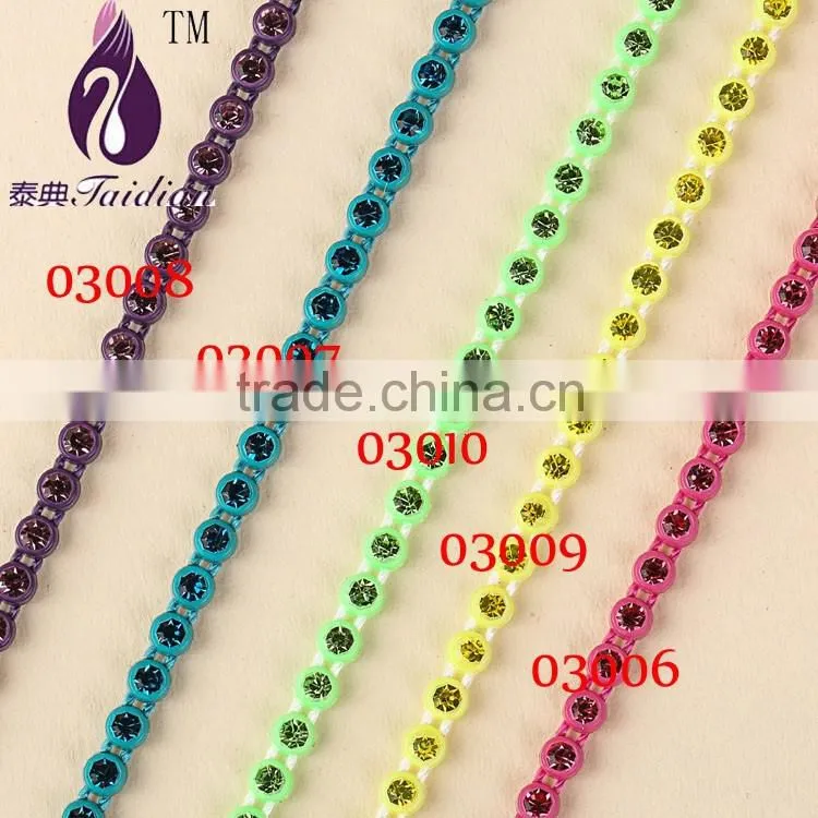 gold rhinestone trim/3MM AB Stone chain