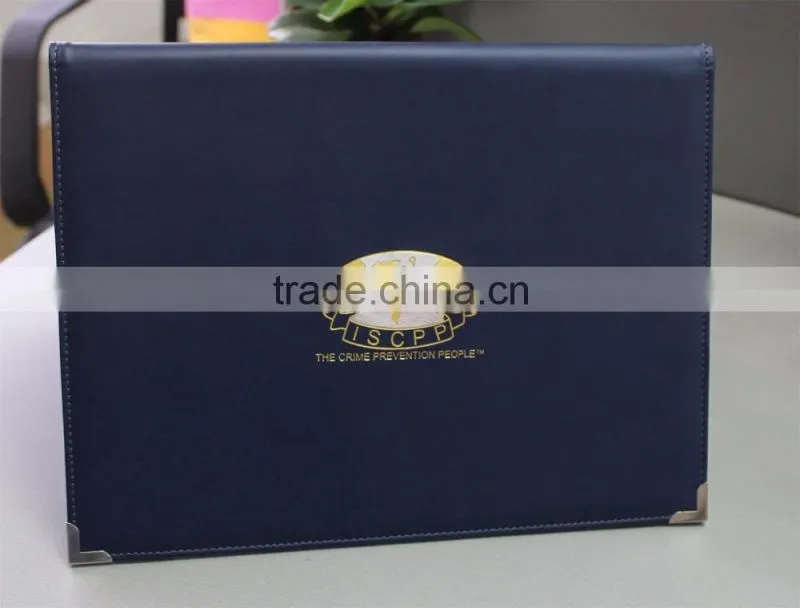 Best selling pu/genuine leather customer design certificate holder