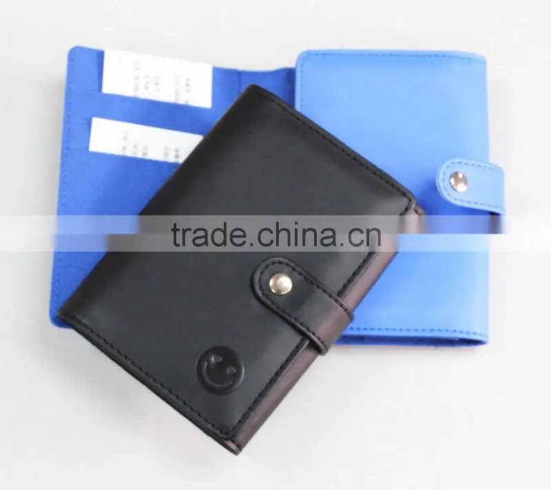 custom smiling face cheap leather wallet /personalized wallet/seal button wallet