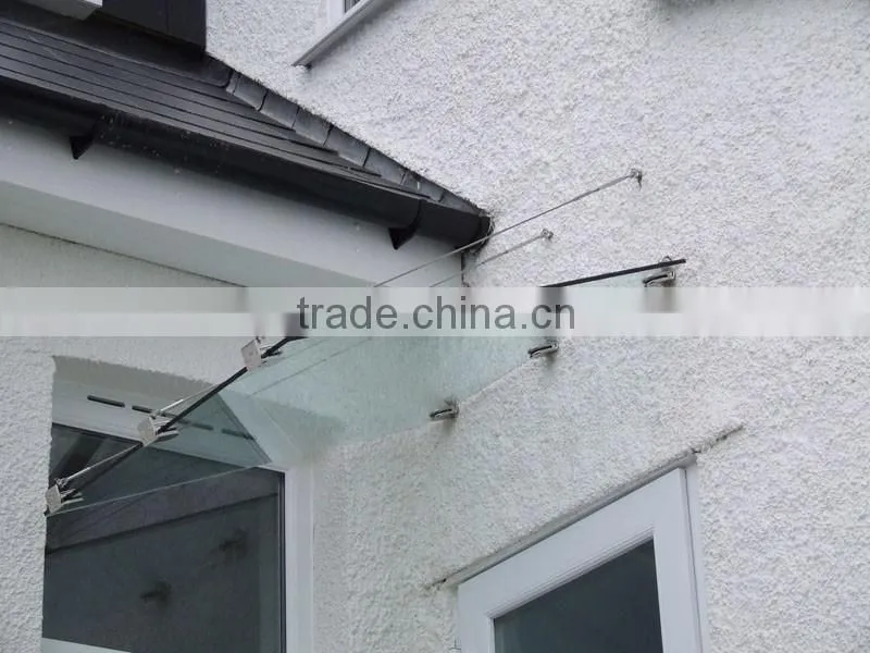 glass canopy with stainless steel support