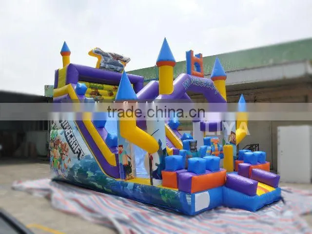 inflatable mine craft bouncer slide