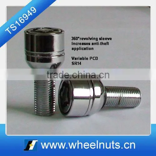 SR14 ball seat Variable PCD car wheel lock bolts