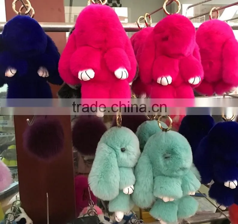 Myfur Luxury Natural rabbit Fur Made China Rabbit Key Chain Wholesale