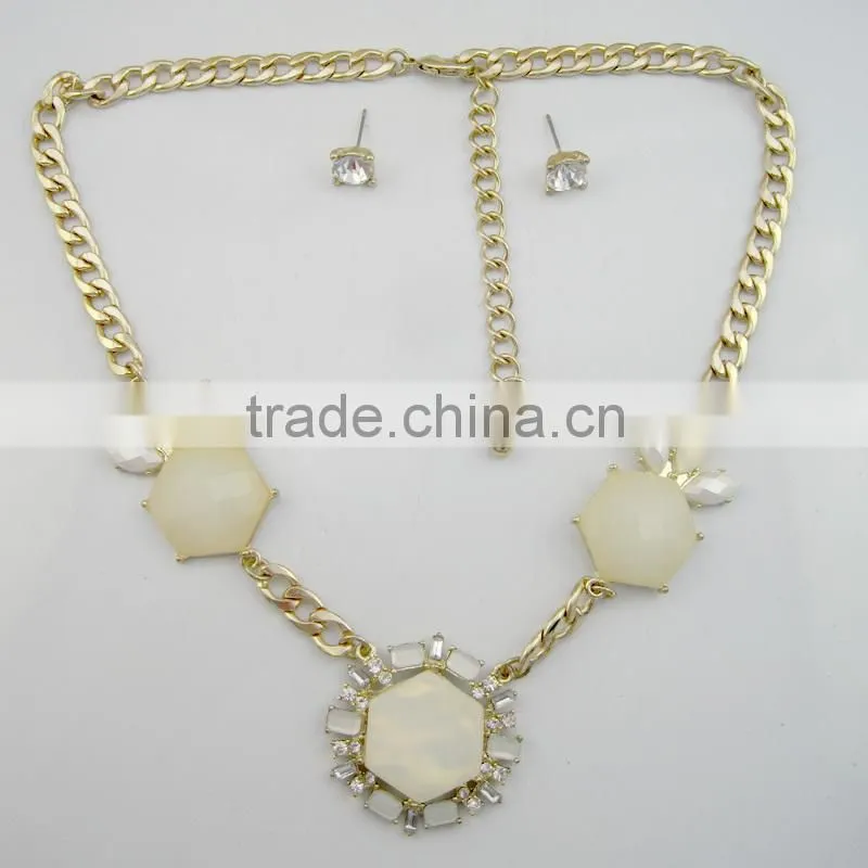 Latest design fashion stylish fake white stone jewelry set