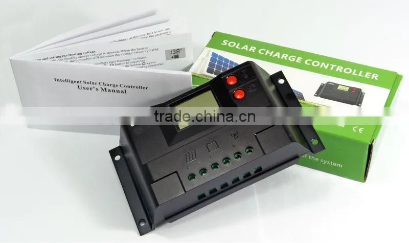Solar charge controller 20A with LCD display and technical data can be set