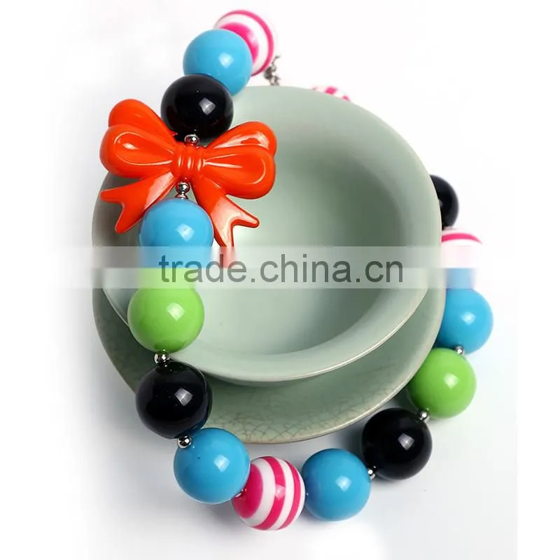 Baby Necklace Girl Chunky Necklace With Red Bowknot Fashion Jewelry Chunky Necklace