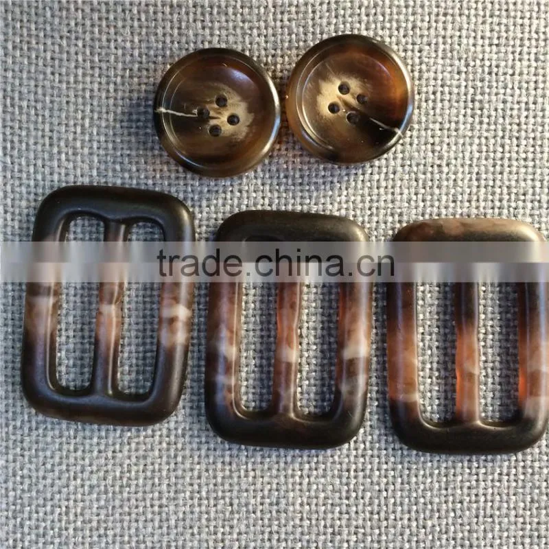 CAFE COLOR 4-HOLES RESIN FASTENER BUFFLO BUTTON FOR GARMENT